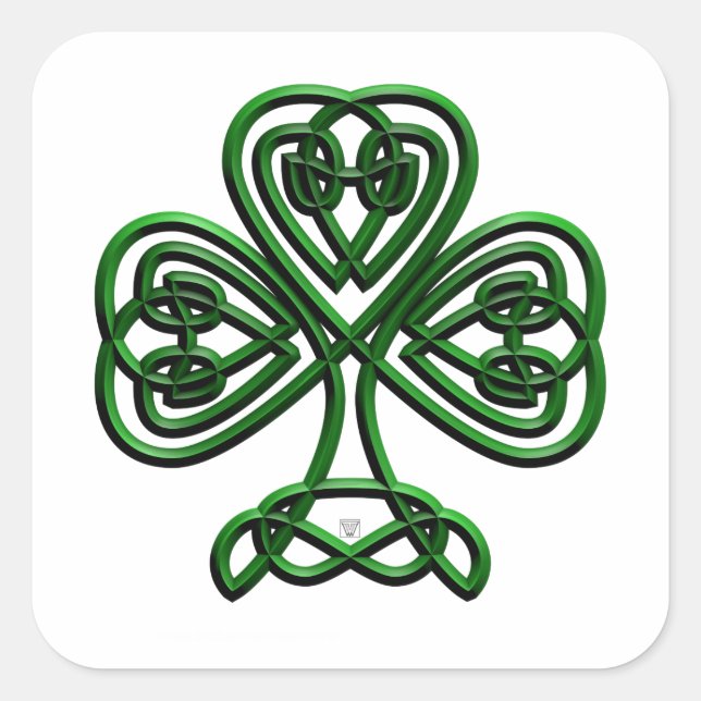 Pegatina Cuadrada St Patrics Day Green Shamrock (Anverso)