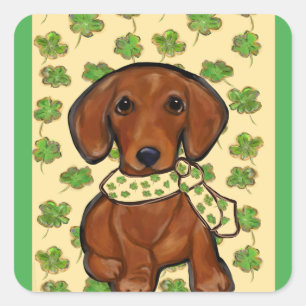 Pegatina Cuadrada St.Patty Doxie