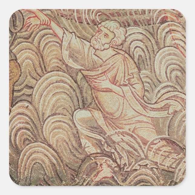 Pegatina Cuadrada St. Peter Saved de ahogarse (Anverso)