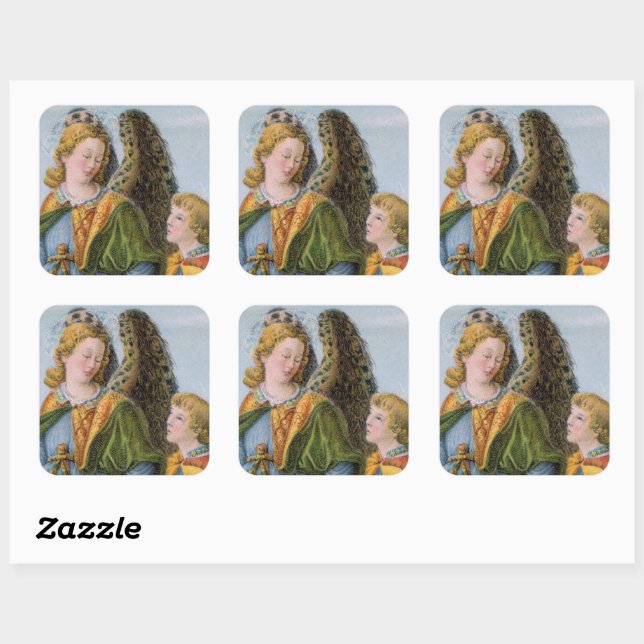 Pegatina Cuadrada St. Raphael the Archangel & Tobias (detalle: M 017 (Hoja)