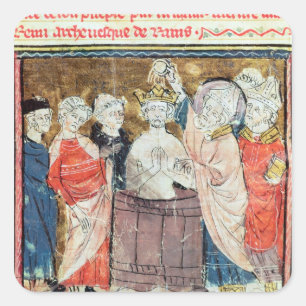 Pegatina Cuadrada St. Remigius, obispo del bautismo de Reims