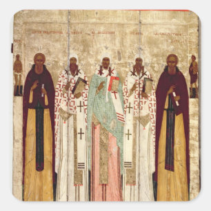 Pegatina Cuadrada St. Sergius de Radonesh con los santos de