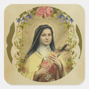 Pegatina Cuadrada St. Teresa del niño Jesús poca flor