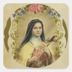 Pegatina Cuadrada St. Teresa del niño Jesús poca flor