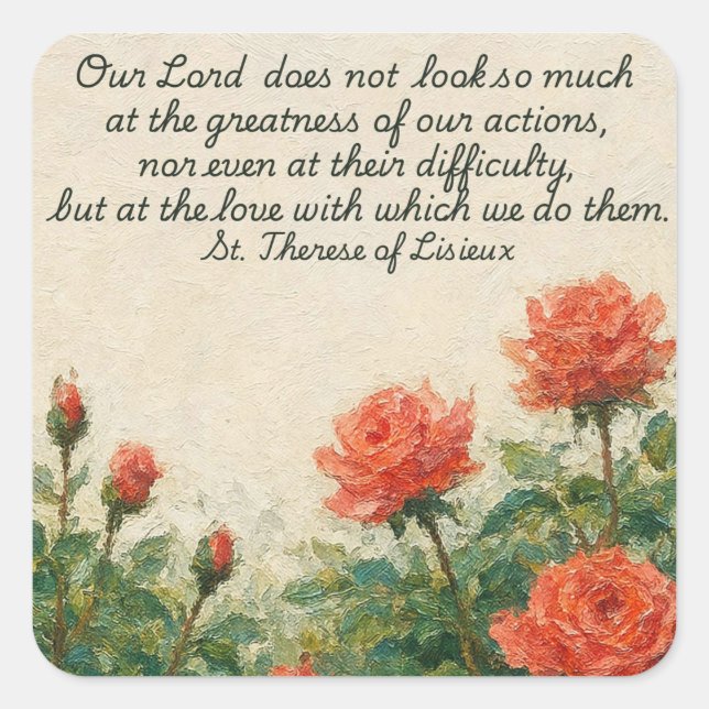 Pegatina Cuadrada St. Therese of Lisieux Quote Sticker  (Anverso)