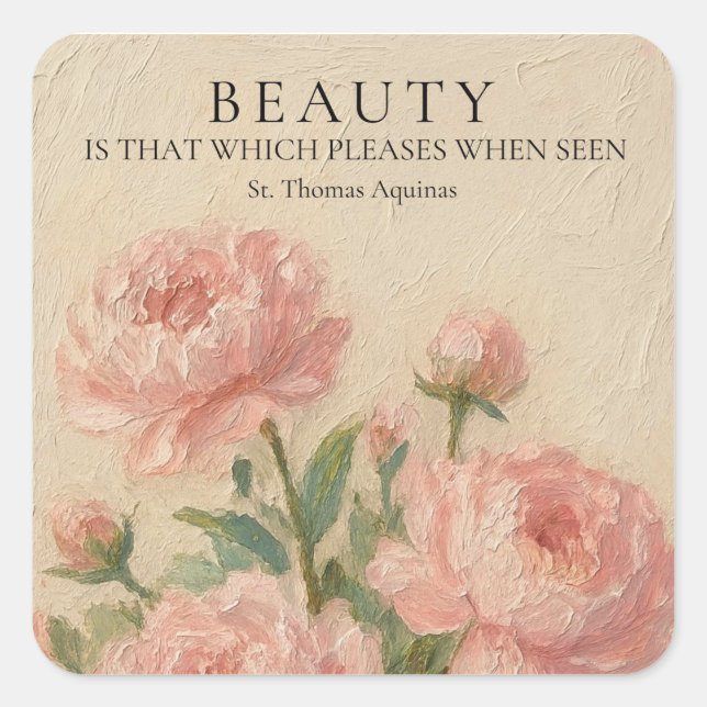 Pegatina Cuadrada St. Thomas Aquinas Beauty Quote Rectangle Sticker (Anverso)