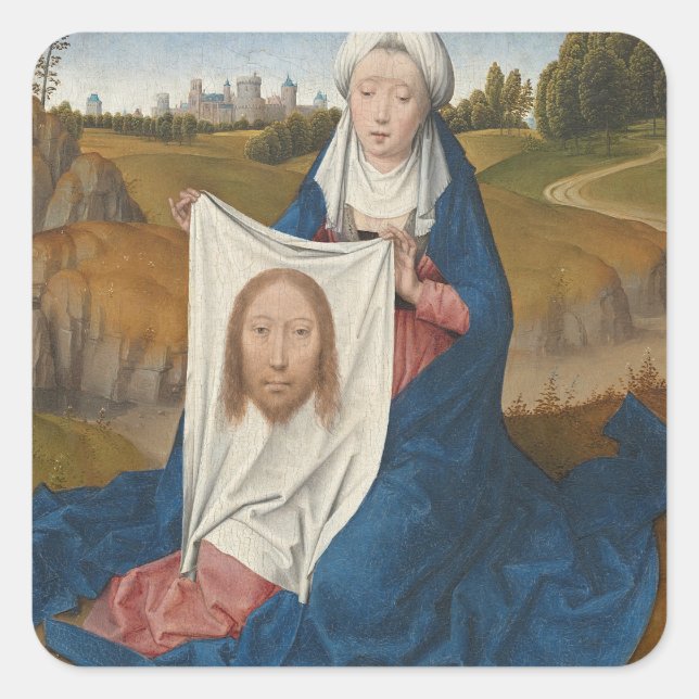 Pegatina Cuadrada St. Veronica, c.1470-1475 (aceite en panel) (Anverso)