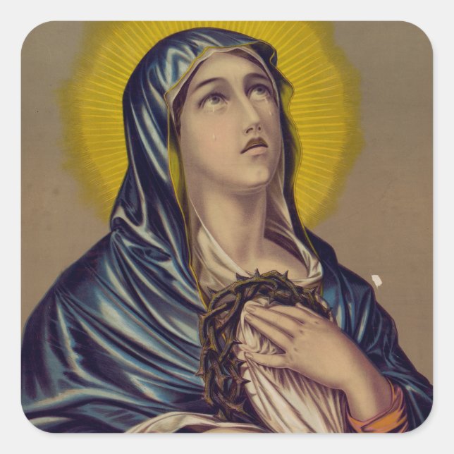 Pegatina Cuadrada Stabat Mater Nuestra Señora de los Dolores (Anverso)
