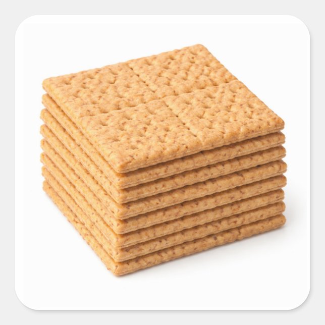Pegatina Cuadrada Stack of Graham Crackers on White Sticker (Anverso)