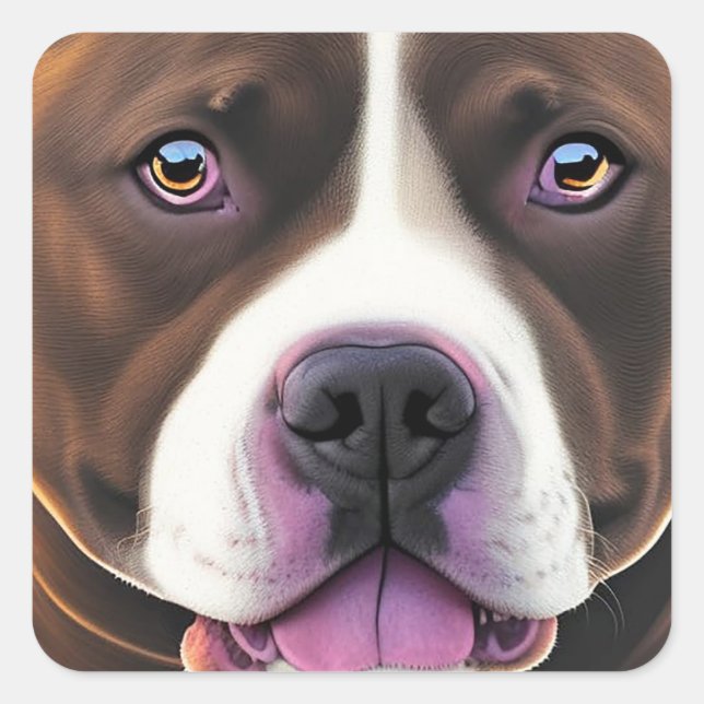 Pegatina Cuadrada Staffordshire Bull Terrier (Anverso)