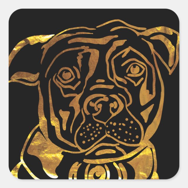 PEGATINA CUADRADA STAFFORDSHIRE TERRIER (Anverso)