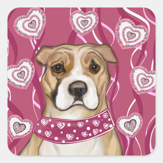 PEGATINA CUADRADA STAFFORDSHIRE TERRIER (Anverso)