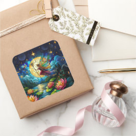 Pegatina Cuadrada Stained Glass Moonlight Flight Fairy 