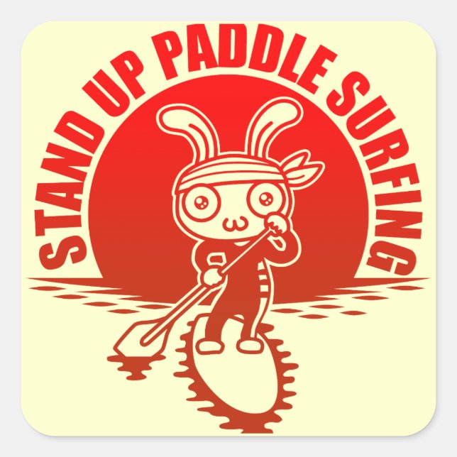 Pegatina Cuadrada Stand up paddle surfing (Anverso)