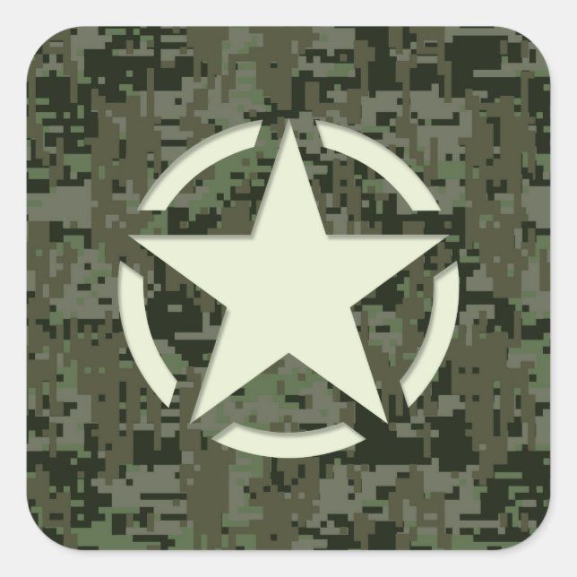 Pegatina Cuadrada Star Stencil Digital Woodland (Anverso)