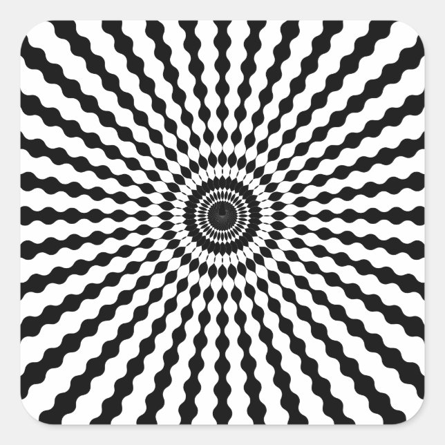 Pegatina Cuadrada Starburst, Negro Y Blanco (Anverso)