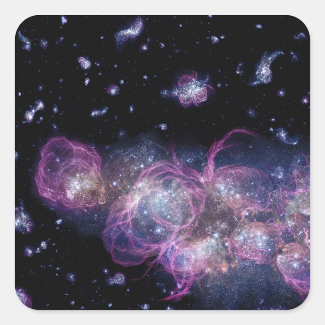 Pegatina Cuadrada Starburst Stellar Fireworks Finale Space (Anverso)