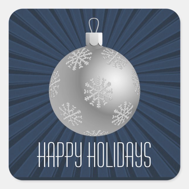 Pegatina Cuadrada Starburst Stripes Ornamentos Pegatinas, Azul oscur (Anverso)