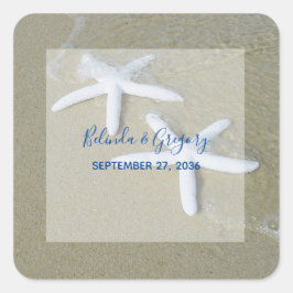 Pegatina Cuadrada Starfish Beach Wedding