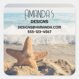Pegatina Cuadrada Starfish en un negocio de fotografías en arena