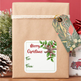 Pegatina Cuadrada Starfish n Holly Green Beach Christmas Gigantes de