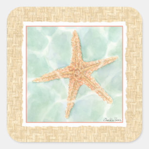 Pegatina Cuadrada Starfish náutico en el agua