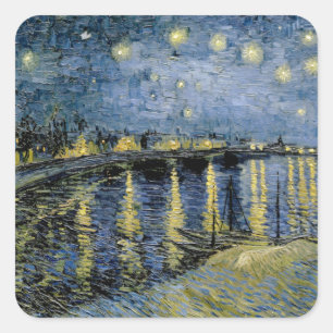 Pegatina Cuadrada Starry Night Vincent van Gogh