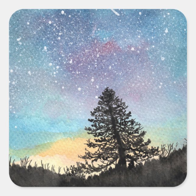 Pegatina Cuadrada Starry Sky (Anverso)