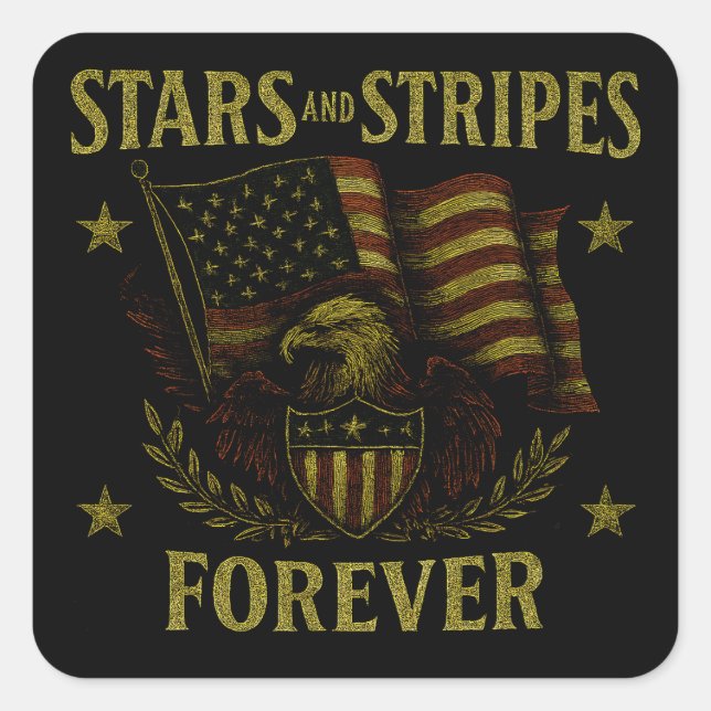Pegatina Cuadrada Stars and Stripes Forever - American Flag Pride (Anverso)
