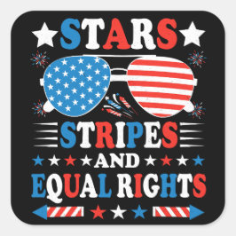 Pegatina Cuadrada Stars Stripes and Equal Rights Shirt