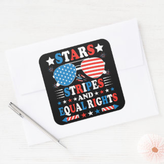 Pegatina Cuadrada Stars Stripes and Equal Rights Shirt