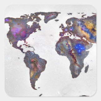 Pegatina Cuadrada Stars world map