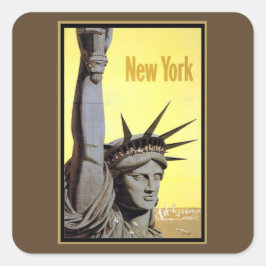 Pegatina Cuadrada statue of liberty new york travel poster