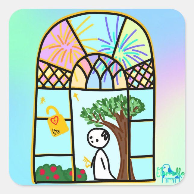 Pegatina Cuadrada Stay in the Light  (Anverso)