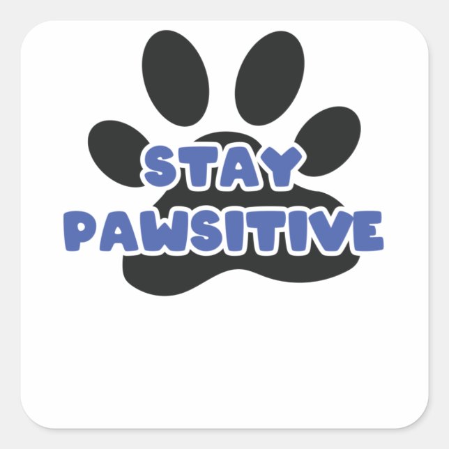 Pegatina Cuadrada Stay Paw curioso animal (Anverso)