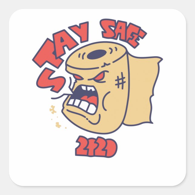 Pegatina Cuadrada Stay Safe 2020 (Anverso)