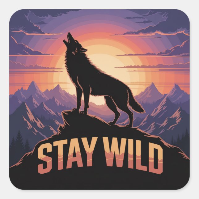 Pegatina Cuadrada Stay Wild (Anverso)