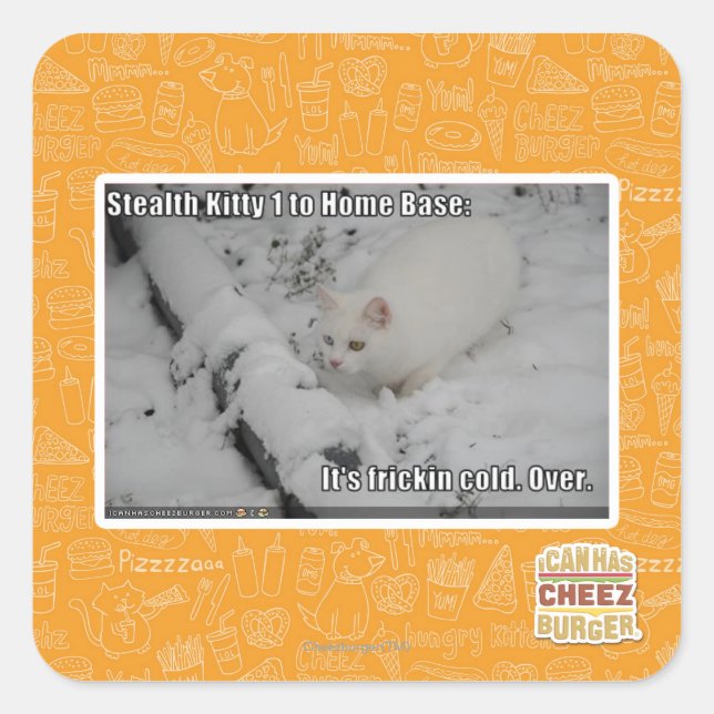Pegatina Cuadrada Stealth Kitty 1 (Anverso)
