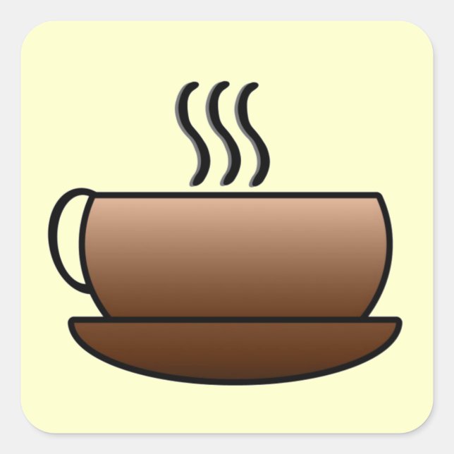 Pegatina Cuadrada Steaming Coffee Mug (Anverso)