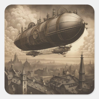 Pegatina Cuadrada Steampunk Adventure