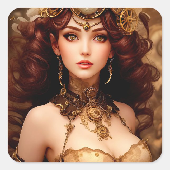 Pegatina Cuadrada Steampunk Beautiful Venus (Anverso)