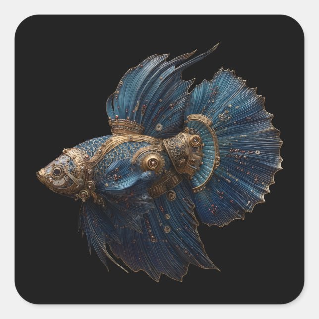Pegatina Cuadrada Steampunk Betta (Anverso)
