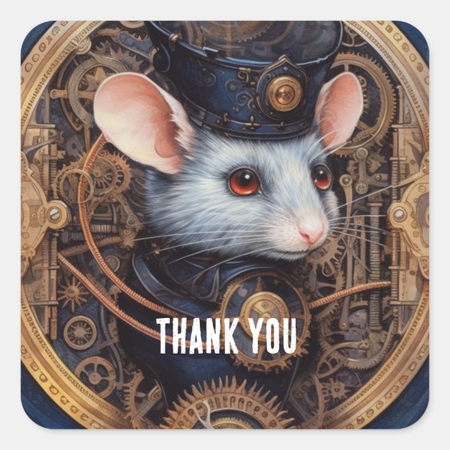 Pegatina Cuadrada Steampunk de Snickerfur (Anverso)