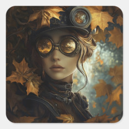 Pegatina Cuadrada Steampunk Lady