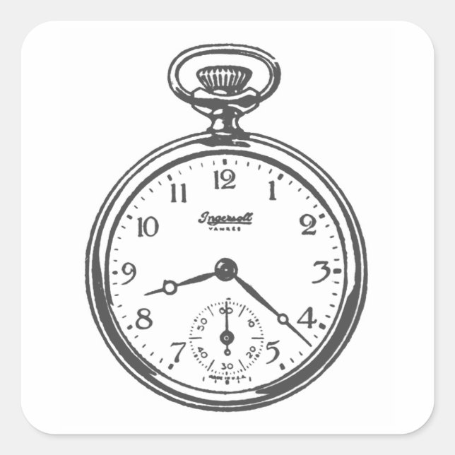 Pegatina Cuadrada Steampunk Pocket Watch (Anverso)