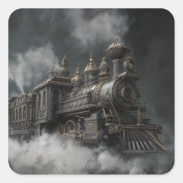 Pegatina Cuadrada Steampunk Train