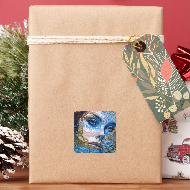 Pegatina Cuadrada "Steel Gaze" - Mujeres En El Agua (Vacaciones)