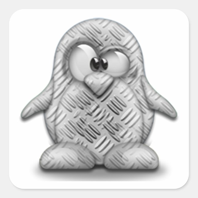 Pegatina Cuadrada Steel Tux (Anverso)