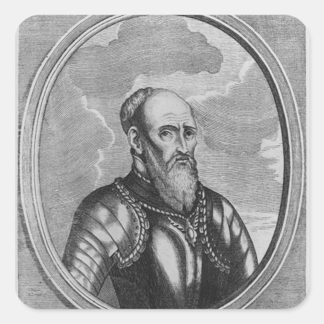 Pegatina Cuadrada Stefan Czarniecki, general polaco (Anverso)