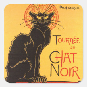 Pegatina Cuadrada Steinlen: Chat Noir